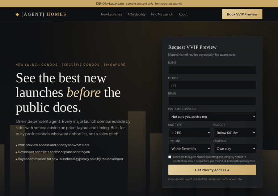 Property agent demo site preview