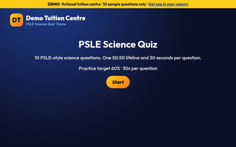 Quiz game demo preview