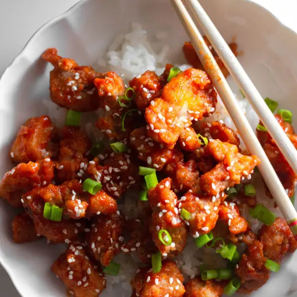 Crispy chicken over rice