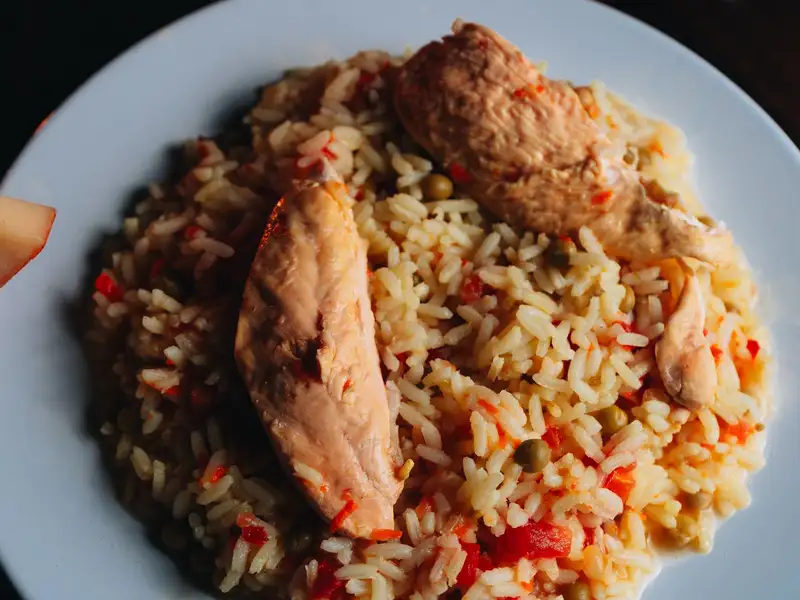 Plate of chicken with rice